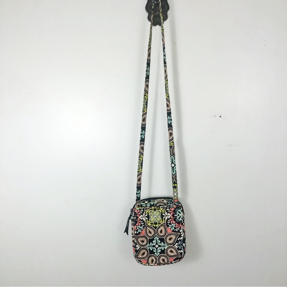 Vera Bradley Sierra Mini Hipster Wallet Purse Crossbody Black Brown Cora Bag